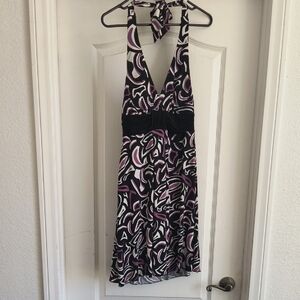 Speechless Black and Purple Patterned Backless Dress